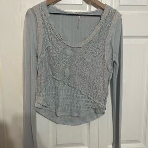 Free People Long Sleeve Lace Shirt